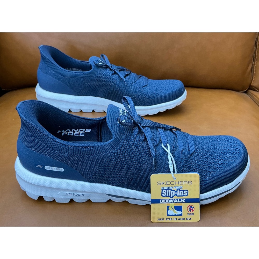Skechers GO WALK Travel Sneakers Womens 8 Navy New Hands Free Slip-ins 125283